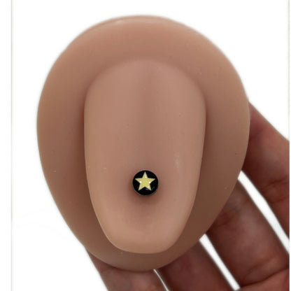 Surgical Steel Tongue Barbell 14 Gauge 15mm with Logo Star Top - photo 2
