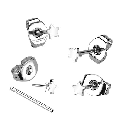 Titanium Threadless Push-In Star Stud Earring 20G 6mm - Pair - photo 3