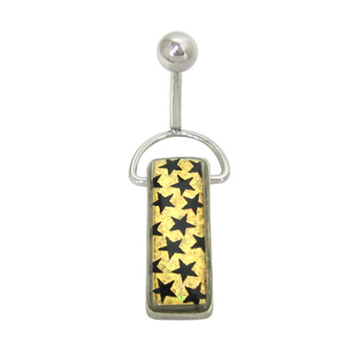Surgical Steel 14 Gauge Belly Ring with Dangle Stars Pendant