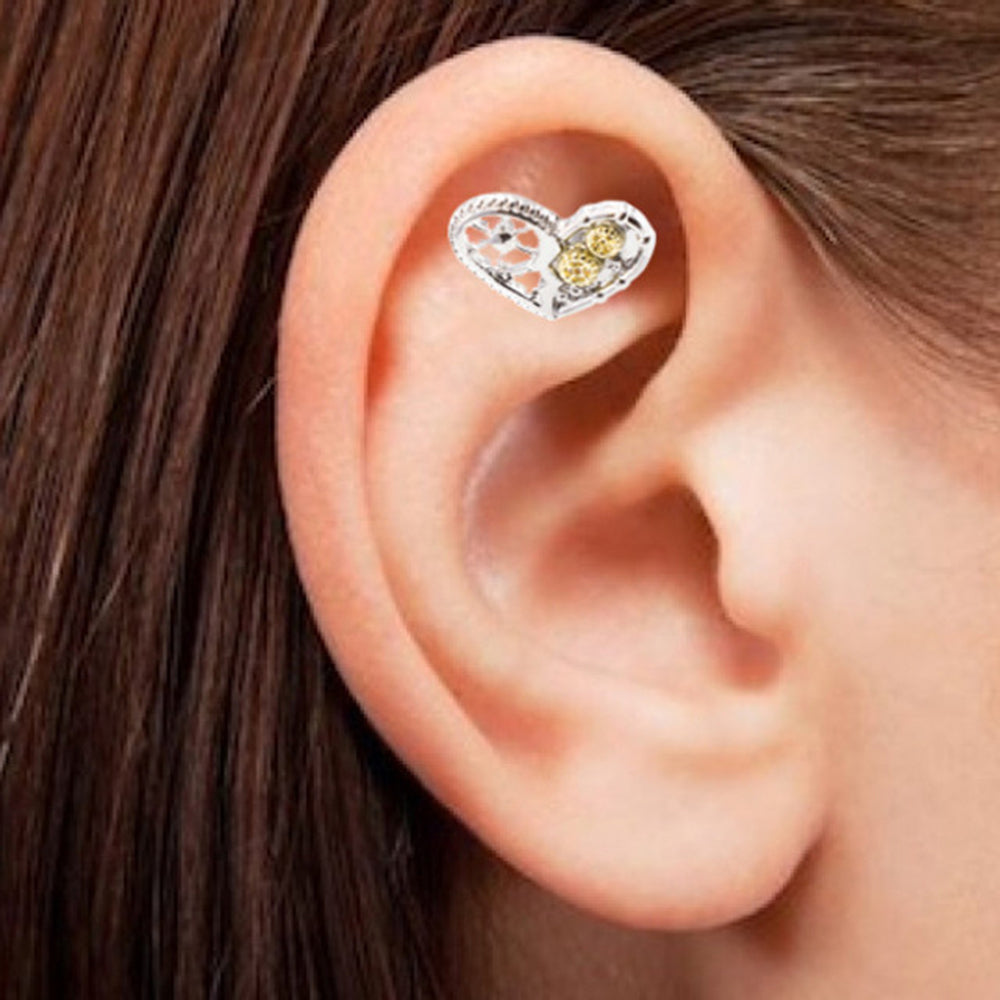 Surgical Steel Tragus Stud 16 Gauge 6mm with Steampunk Heart