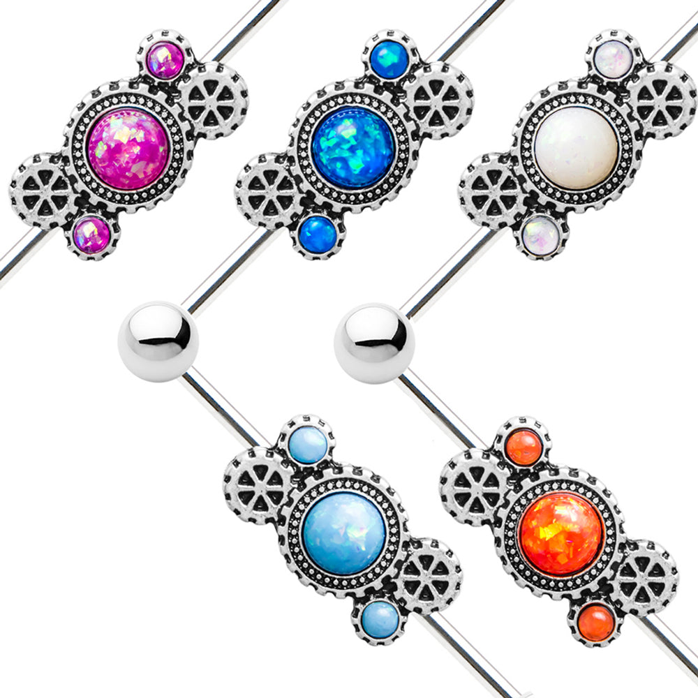 Surgical Steel Steampunk Opal Industrial Barbell 14G 38mm - 5 Colors - photo 4