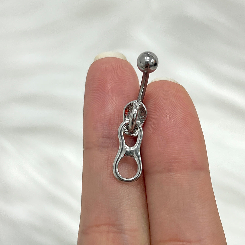 Surgical Steel 14 Gauge Curved Belly Ring with Zipper - photo 6