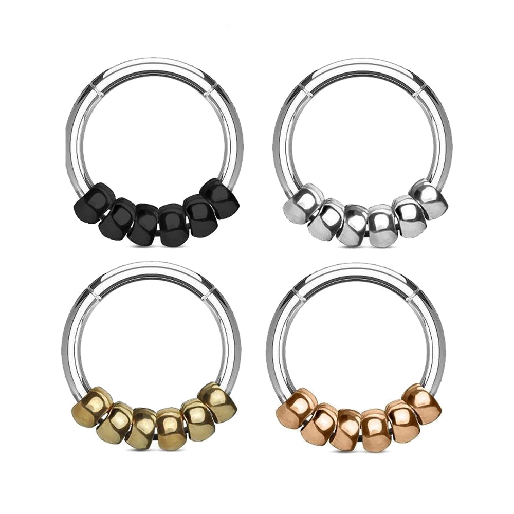 Surgical Steel 16 Gauge Hinged Segment Ring with Steel Bead
