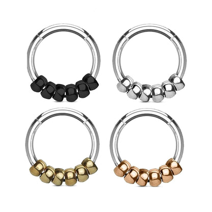 Surgical Steel 16 Gauge Hinged Segment Ring with Steel Bead