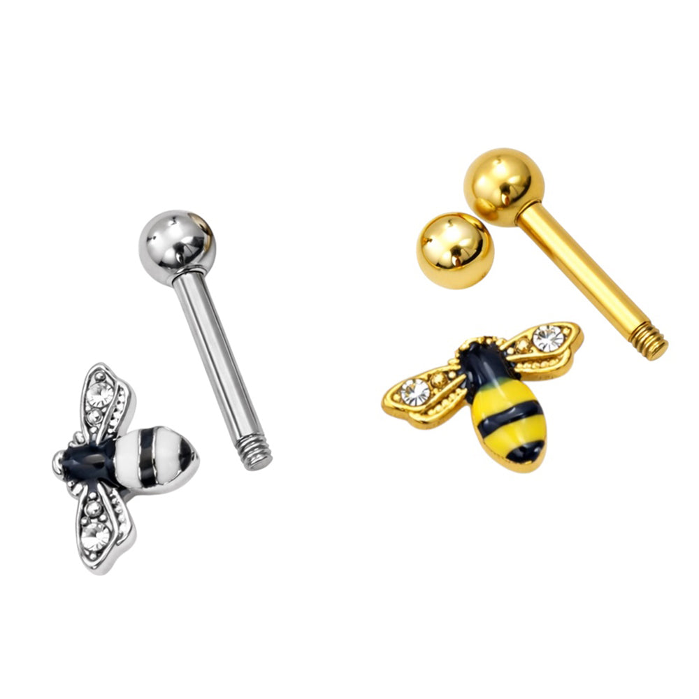 Surgical Steel 16 Gauge Cartilage Barbell with CZ Bumble Bee - photo 3