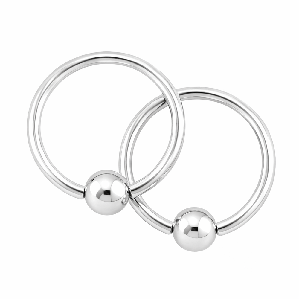 Surgical Steel 12 to 00 Gauge Captive Bead Rings Steel Ball - Pair - photo 3