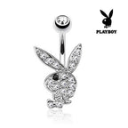Surgical Steel 14 Gauge Belly Ring with Playboy Bunny & CZ - photo 4