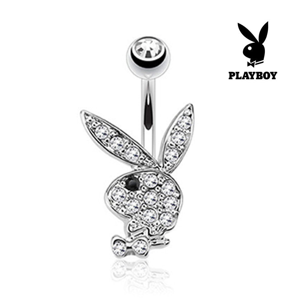 Surgical Steel 14 Gauge Belly Ring with Playboy Bunny & CZ - photo 4