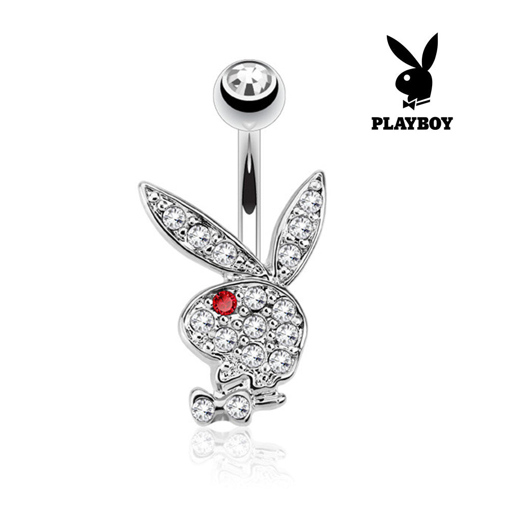 Surgical Steel 14 Gauge Belly Ring with Playboy Bunny & CZ - photo 5