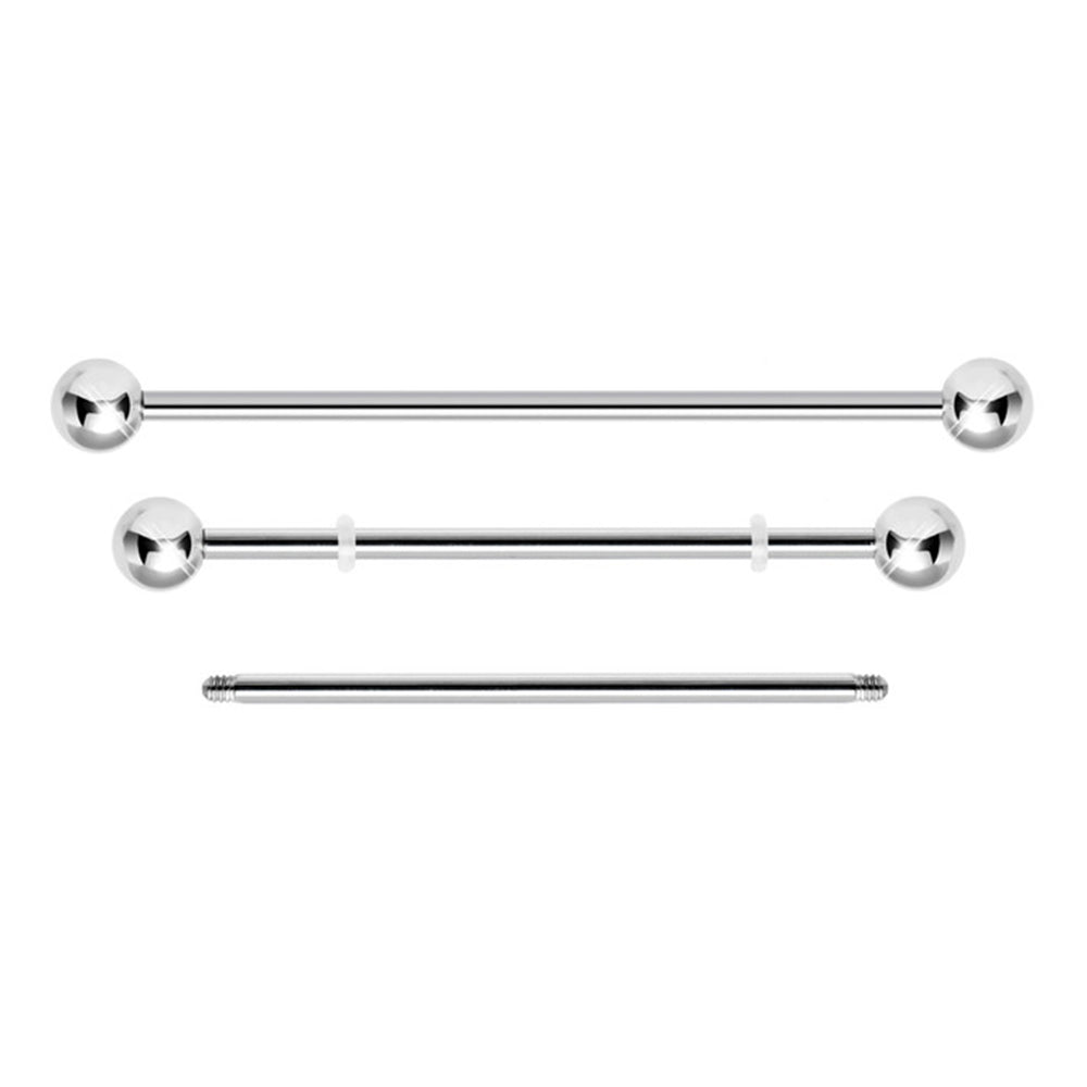 Surgical Steel 14 Gauge Industrial Barbell Paved Circle CZ - 3 Pack - photo 2
