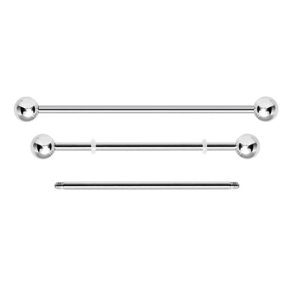 Surgical Steel 14 Gauge Industrial Barbell Paved Circle CZ - 3 Pack - photo 2