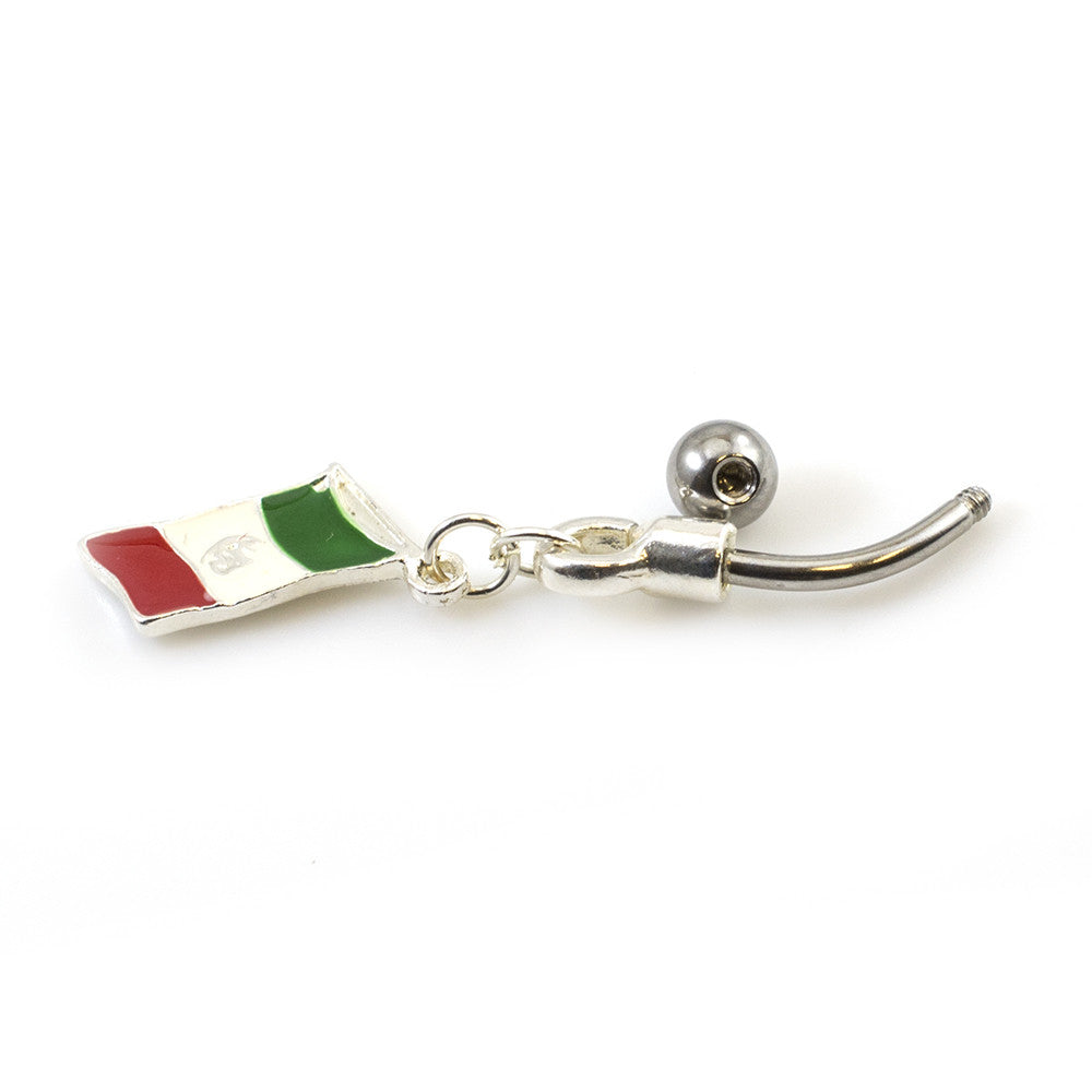Surgical Steel 14 Gauge Belly Ring with Mexican Flag Dangle - photo 2