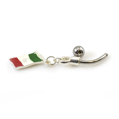 Surgical Steel 14 Gauge Belly Ring with Mexican Flag Dangle - photo 2
