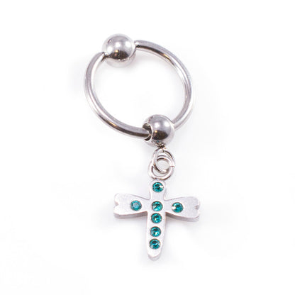 Surgical Steel 14 to 18 Gauge Captive Ring with Dangling Dragonfly CZ - photo 3