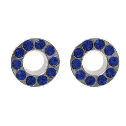Surgical Steel Screw Fit Plugs 2 Gauge with Blue CZ Rim - Pair - photo 2