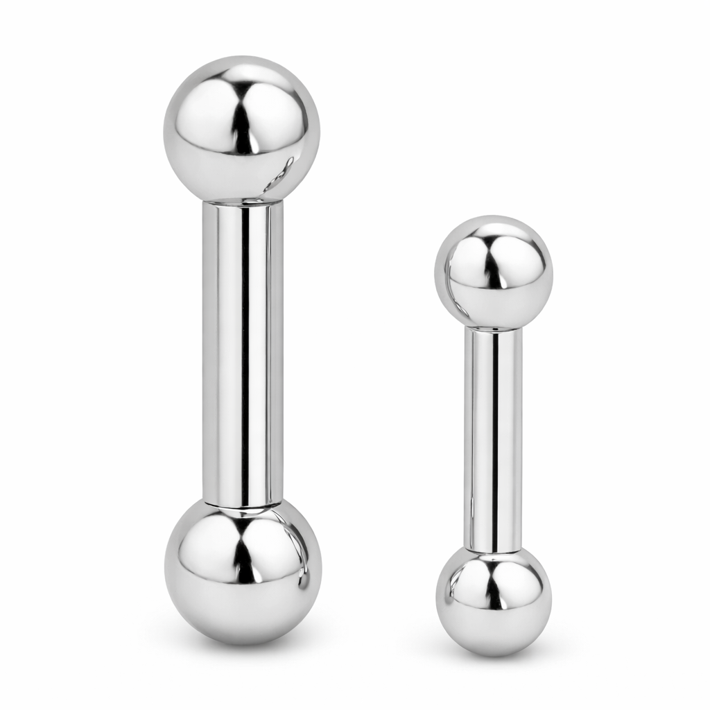 Surgical Steel 0 to 00 Gauge Straight Barbell with Ball Ends