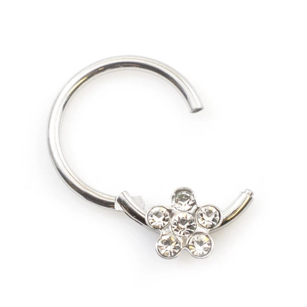 Surgical Steel 16 Gauge Flower CZ Hinged Segment Ring - photo 3