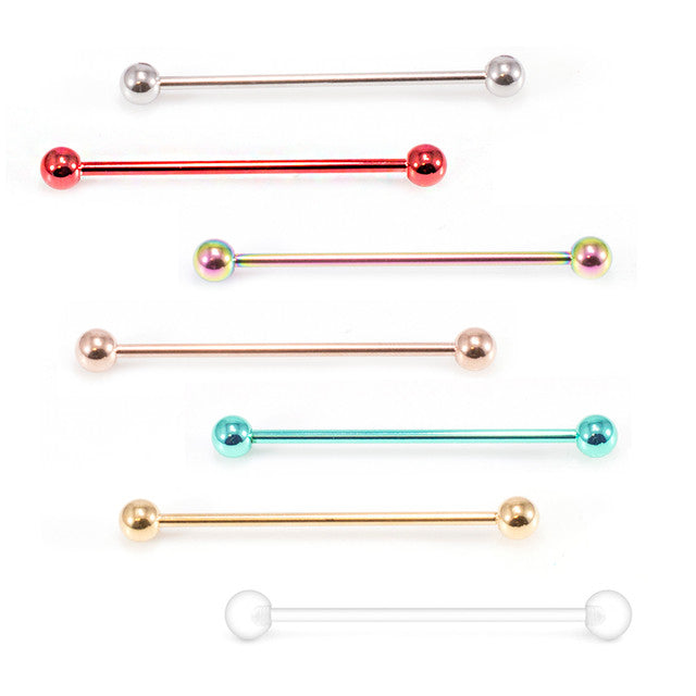 Surgical Steel 14 Gauge Industrial Barbell 38mm with Retainer - Pair
