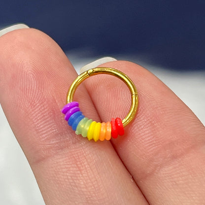 Surgical Steel 16 Gauge Septum Clicker Hoop Earrings Pride O Rings