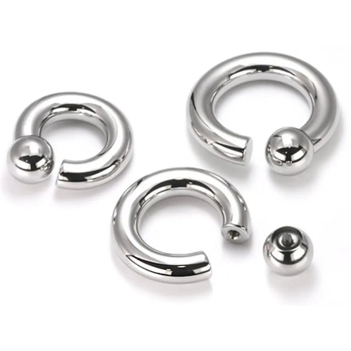 Surgical Steel Large Captive Bead Ring 2 to 00 Gauge Internally Thread - Kruelty