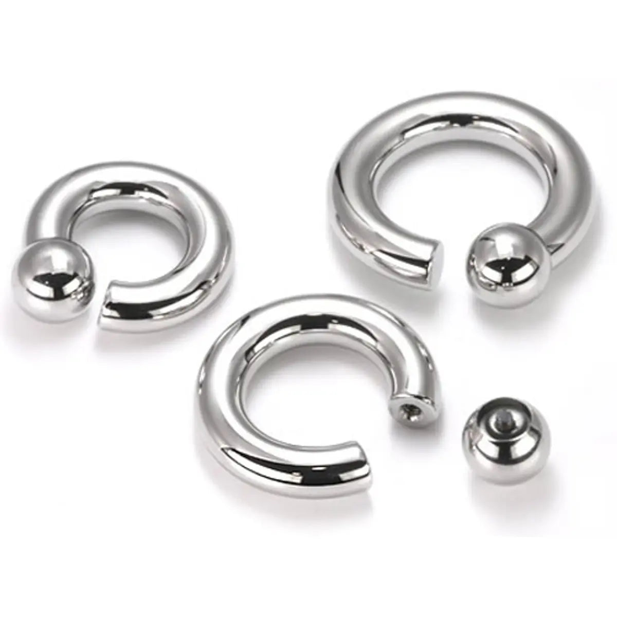 Surgical Steel 2 to 00 Gauge Screw Ball Captive Bead Ring