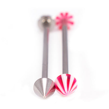Surgical Steel 14 Gauge Industrial Barbell with Stripe Spike - Pair - photo 3