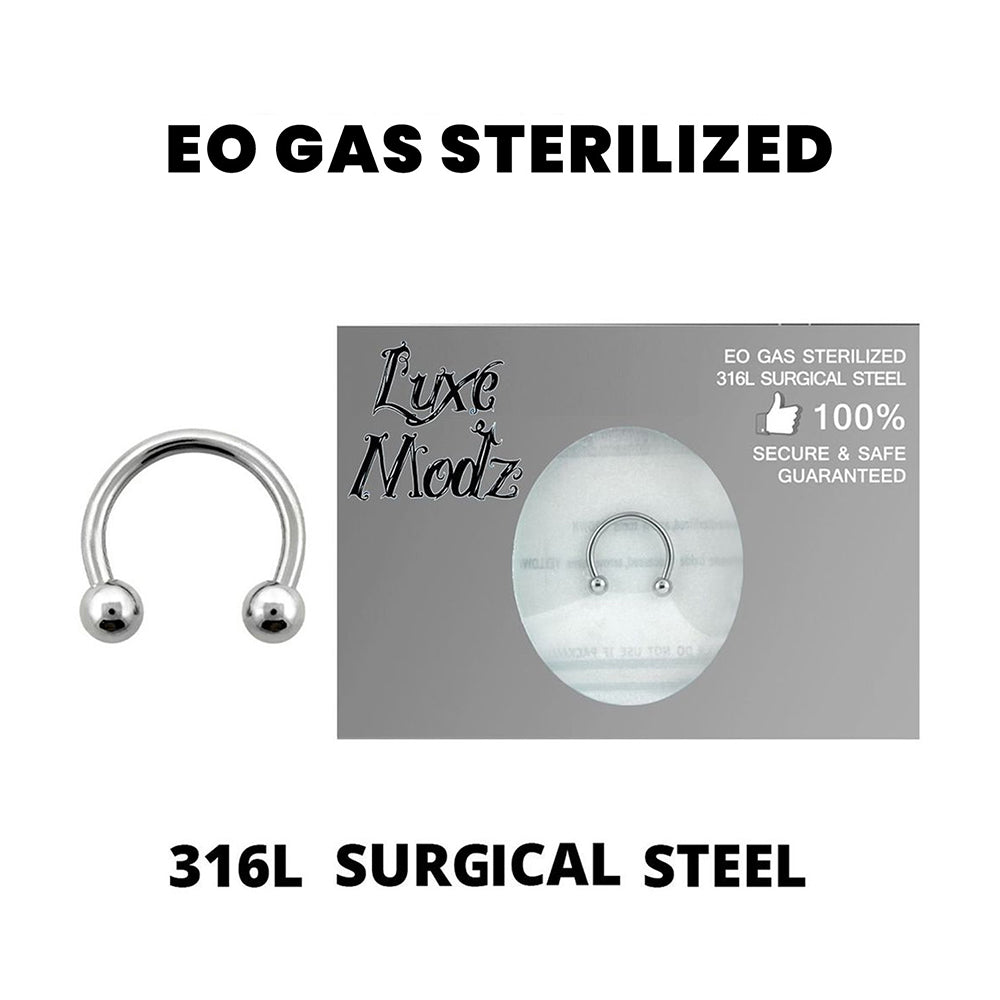 Surgical Steel 16 Gauge Sterilized Ball Horseshoe Circular Barbell