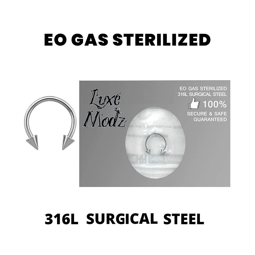 Surgical Steel 16 Gauge Sterilized Spike Horseshoe Circular Barbell