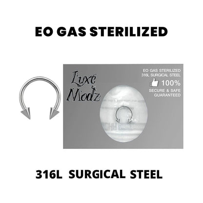 Surgical Steel 16 Gauge Sterilized Spike Horseshoe Circular Barbell