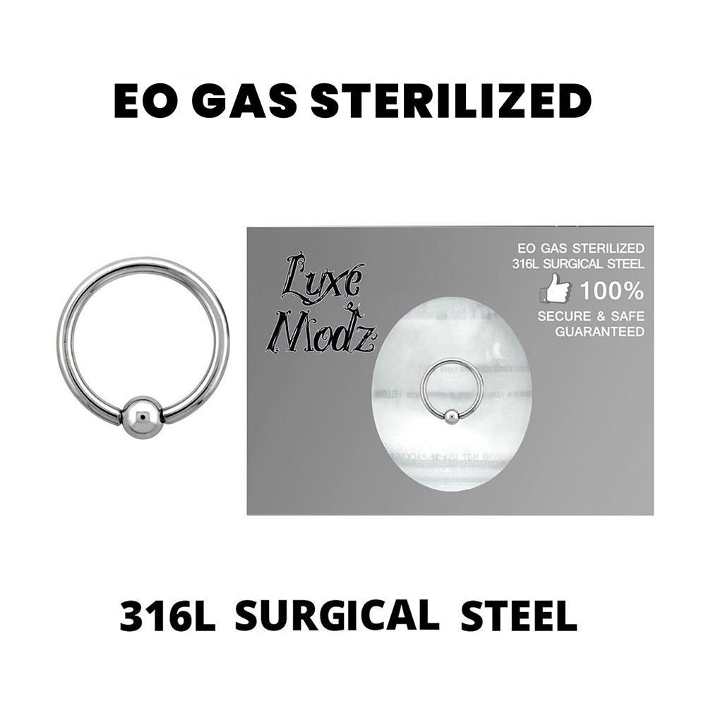 Surgical Steel 14 Gauge Sterilized Captive Bead Ring with 4mm Ball