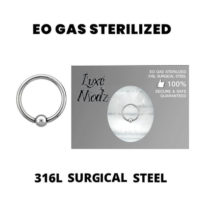 Surgical Steel 14 Gauge Sterilized Captive Bead Ring with 4mm Ball