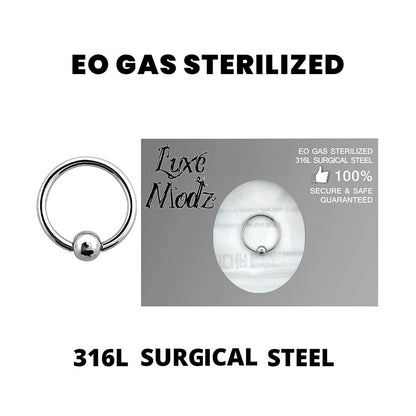 Surgical Steel 18 Gauge Sterilized Captive Bead Ring with 4mm Ball