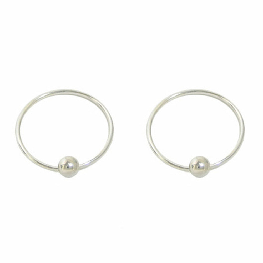 .925 Sterling Silver 20 Gauge Captive Bead Rings - Pair