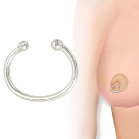 .925 Sterling Silver Non-Piercing Clip-On Nipple Rings - Pair