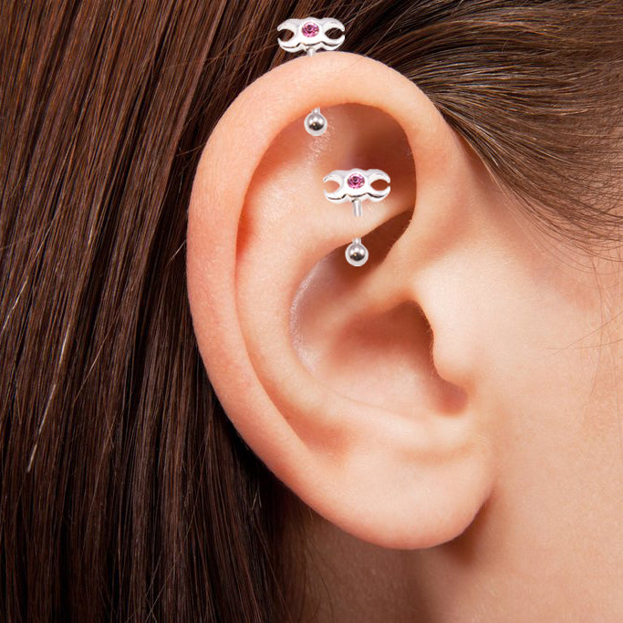Surgical Steel 16 Gauge Eyebrow Barbell with Sterling Silver Ring - photo 15