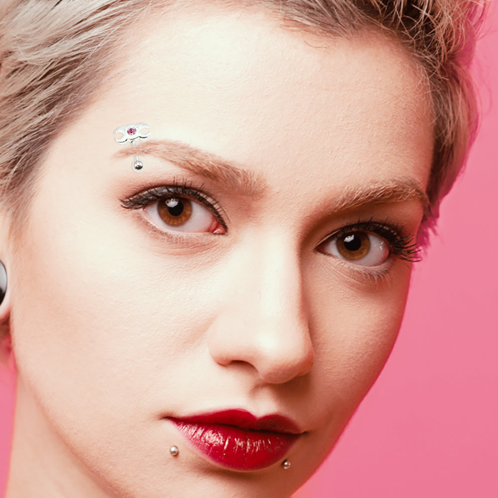 Surgical Steel 16 Gauge Eyebrow Barbell with Sterling Silver Ring - photo 2