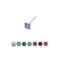 .925 Sterling Silver 18 Gauge Nose Stud with CZ Jewel