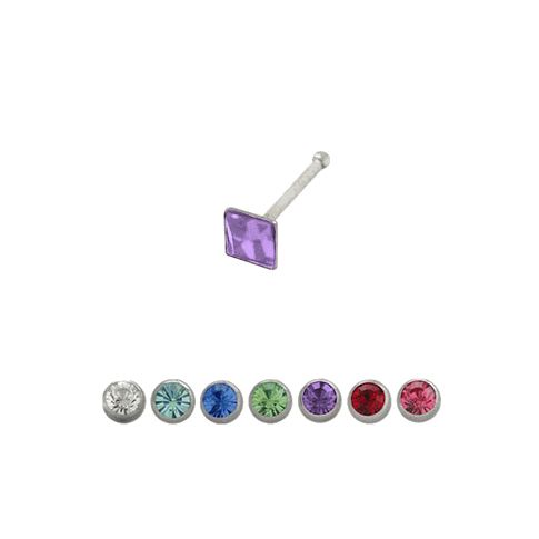 .925 Sterling Silver 18 Gauge Nose Stud with CZ Jewel