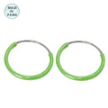 .925 Sterling Silver 20G PVD Light Green Hoop Earrings 12mm - Pair