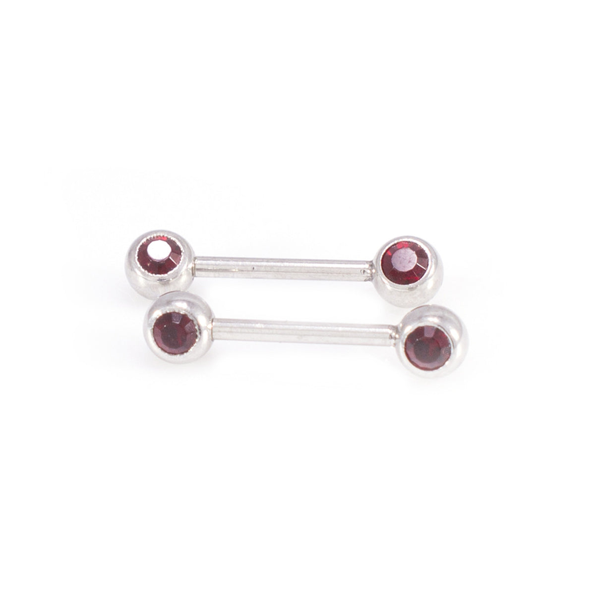 Surgical Steel 16 Gauge Horseshoe & Straight Barbell Garnet CZ Set