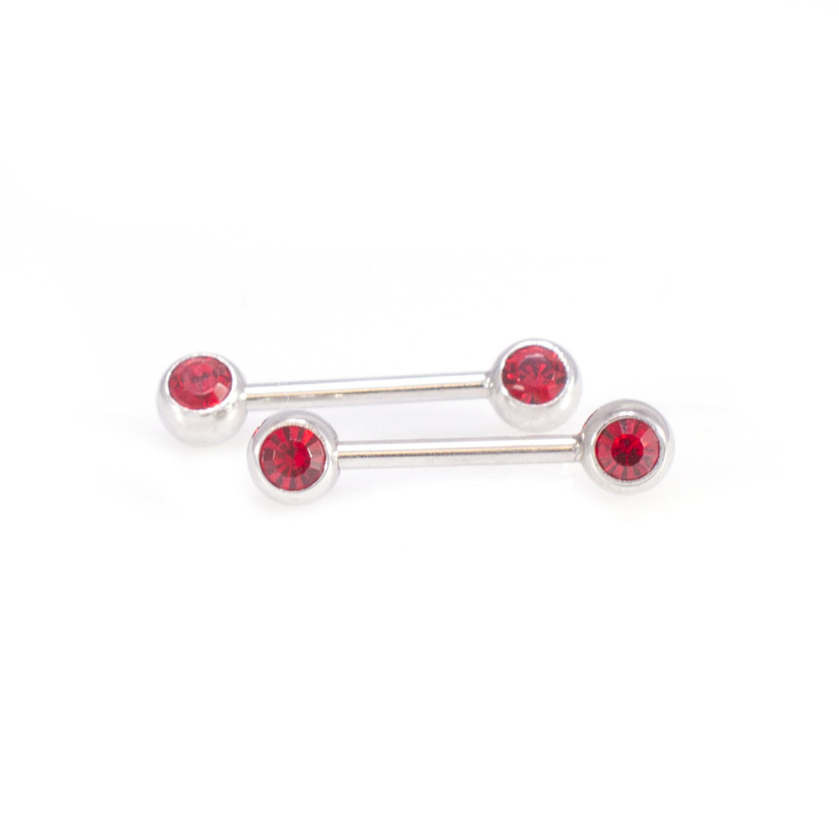 Surgical Steel 16 Gauge Horseshoe & Straight Barbell Red CZ Set
