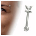 Surgical Steel 16 Gauge Straight Eyebrow Barbell with Jeweled Ring