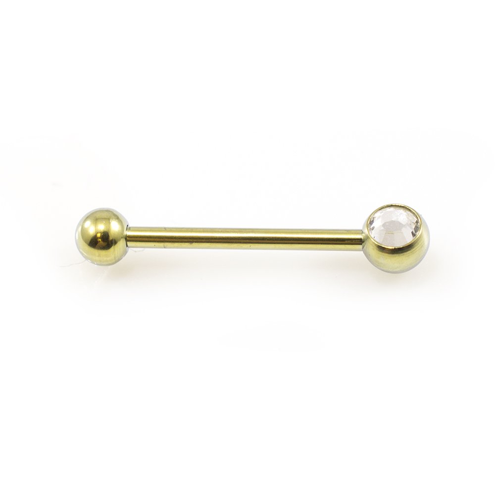 Titanium 16 Gauge Straight Barbell with CZ Jewel - 3/8 Inch - photo 11