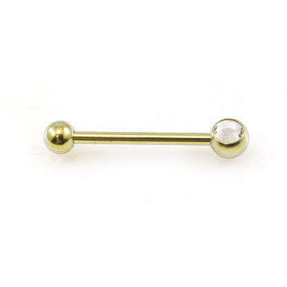 Titanium 16 Gauge Straight Barbell with CZ Jewel - 3/8 Inch - photo 11