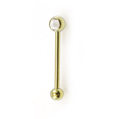 Titanium 16 Gauge Straight Barbell with CZ Jewel - 3/8 Inch - photo 12