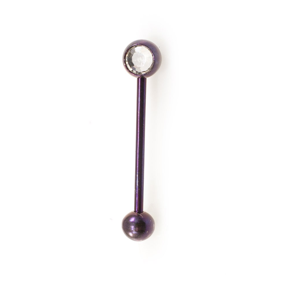 Titanium 16 Gauge Straight Barbell with CZ Jewel - 3/8 Inch - photo 5