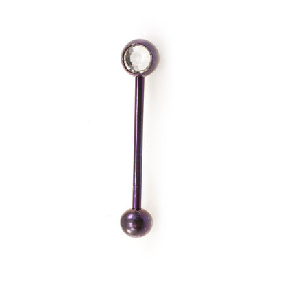 Titanium 16 Gauge Straight Barbell with CZ Jewel - 3/8 Inch - photo 5