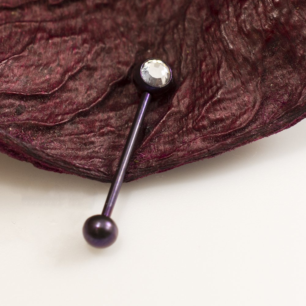 Titanium 16 Gauge Straight Barbell with CZ Jewel - 3/8 Inch - photo 6