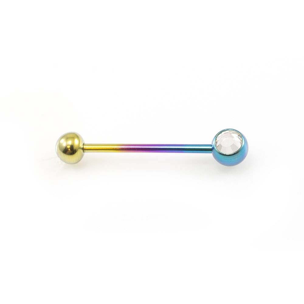 Titanium 16 Gauge Straight Barbell with CZ Jewel - 3/8 Inch - photo 7