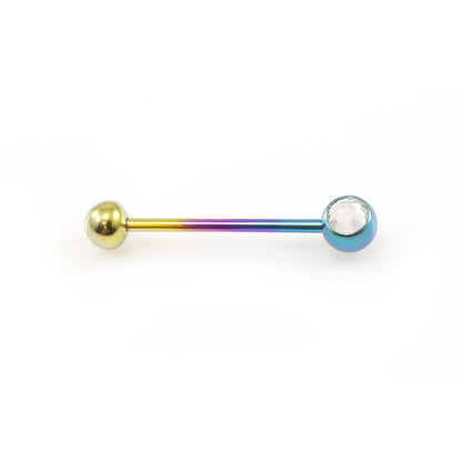 Titanium 16 Gauge Straight Barbell with CZ Jewel - 3/8 Inch - photo 7